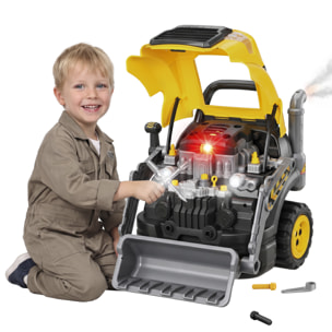 AIYAPLAY Juguete de Motor de Excavadora para Niños, Volante de Juguete con Vapor, Luces y Sonidos, Set de Reparación Mecánico Desmontable, Regalo Educativo para Niños y Niñas de 3-6 Años, Amarillo