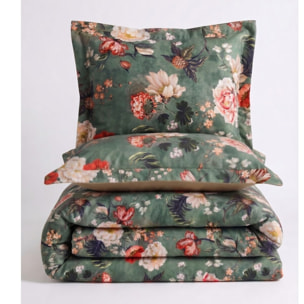 Parure housse de couette et taies oreiller 100% Satin de Coton imprimé