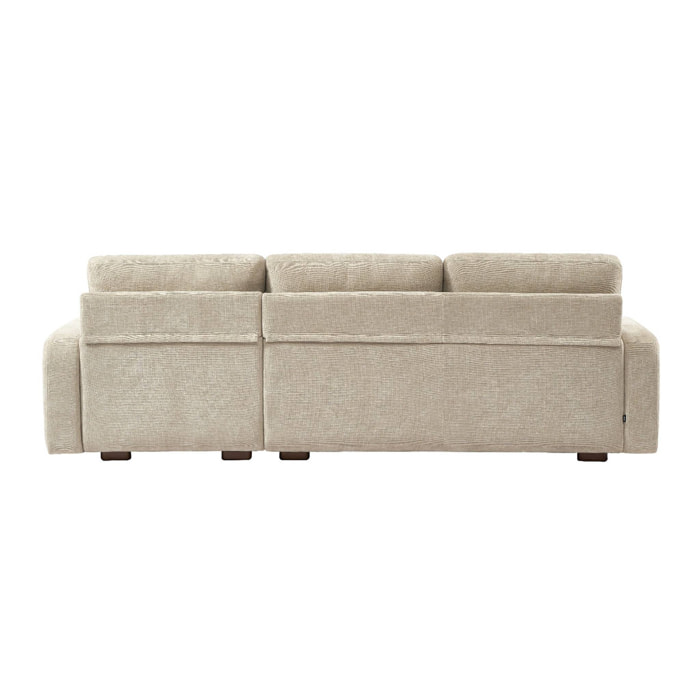 Canapé d'angle droite 3 places tissu beige L 260 x P 88 / 139cm / x H 87cm - Dany