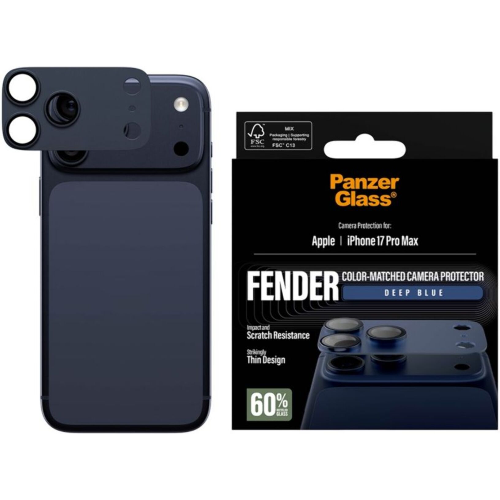 Protège objectif PANZERGLASS iPhone 17 Pro Max protège obj Bleu int