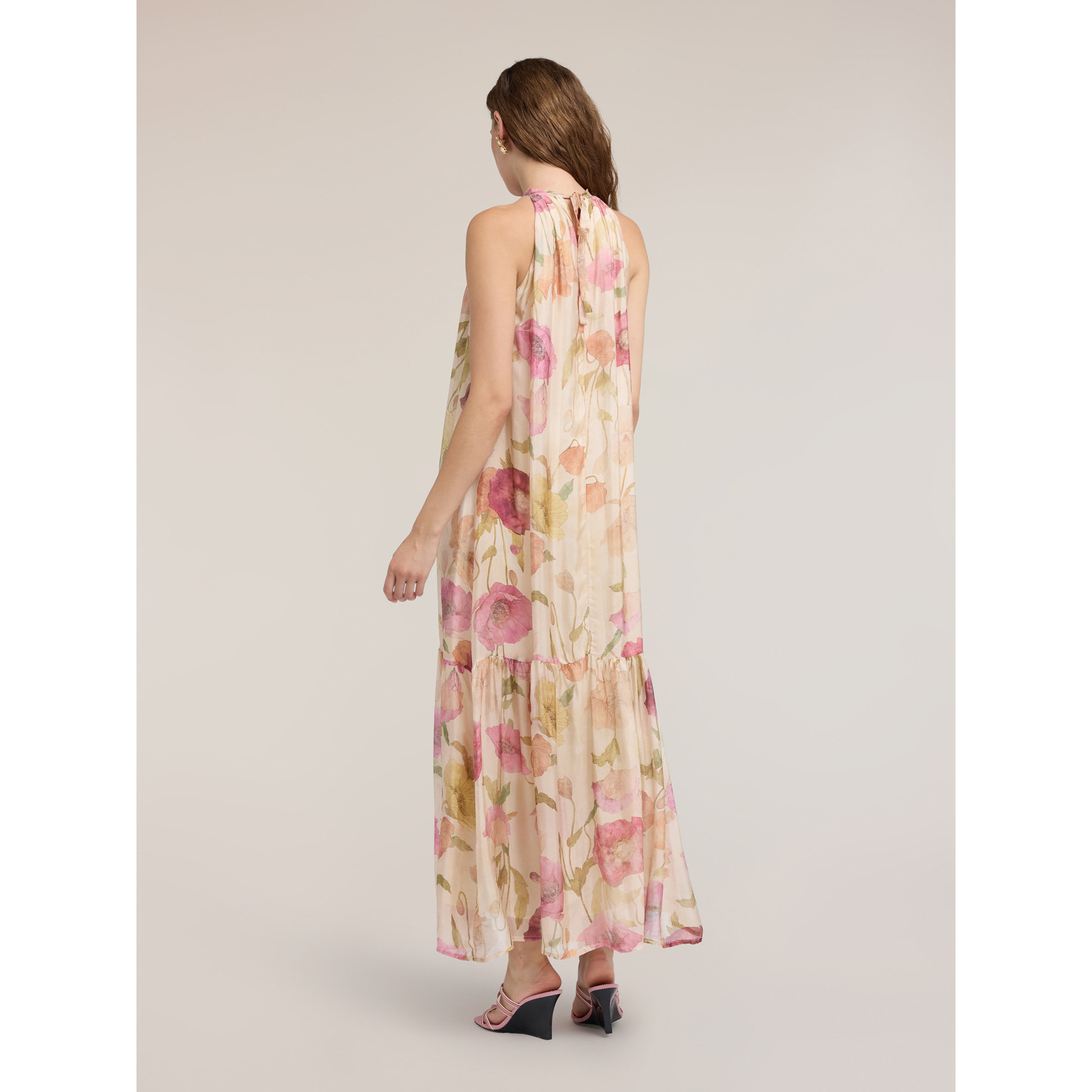 Motivi - Vestido largo de gasa con estampado - Beige