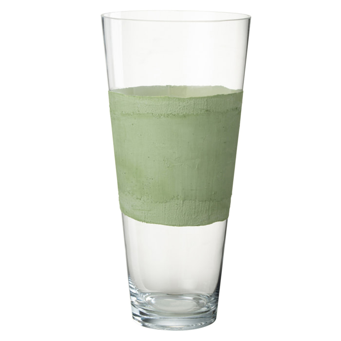 J-Line vase Delph - verre - transparent/vert - medium - 45 cm de hauteur