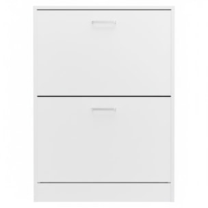 Scarpiera A 2 Ribalte Salvaspazio Con Doppia Profondità Mobile Portascarpe Per Ingresso Corridoio Contiene 12 Paia Di Scarpe 76 x 50 x 22 Cm Bianco