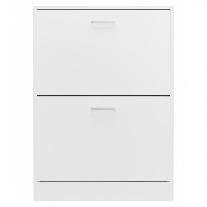 Scarpiera A 2 Ribalte Salvaspazio Con Doppia Profondità Mobile Portascarpe Per Ingresso Corridoio Contiene 12 Paia Di Scarpe 76 x 50 x 22 Cm Bianco