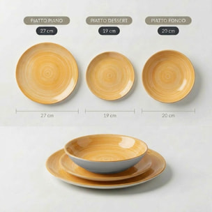 Servizio Tavola da 18 Piatti in Ceramica, lavabile in lavastoviglie e adatto a microonde, Intrecci