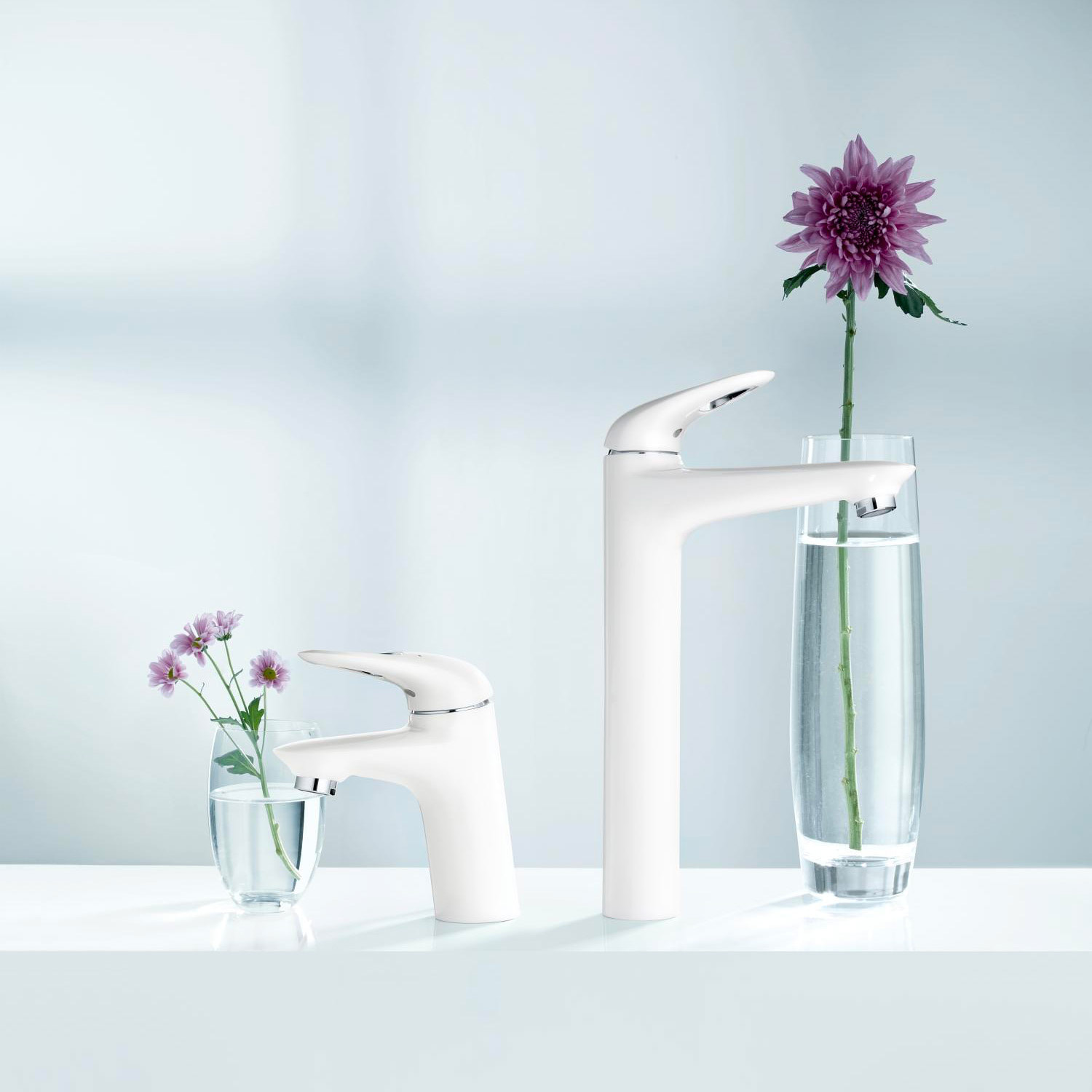 Mitigeur monocommande lavabo Eurostyle, Taille S, Blanc/chromé