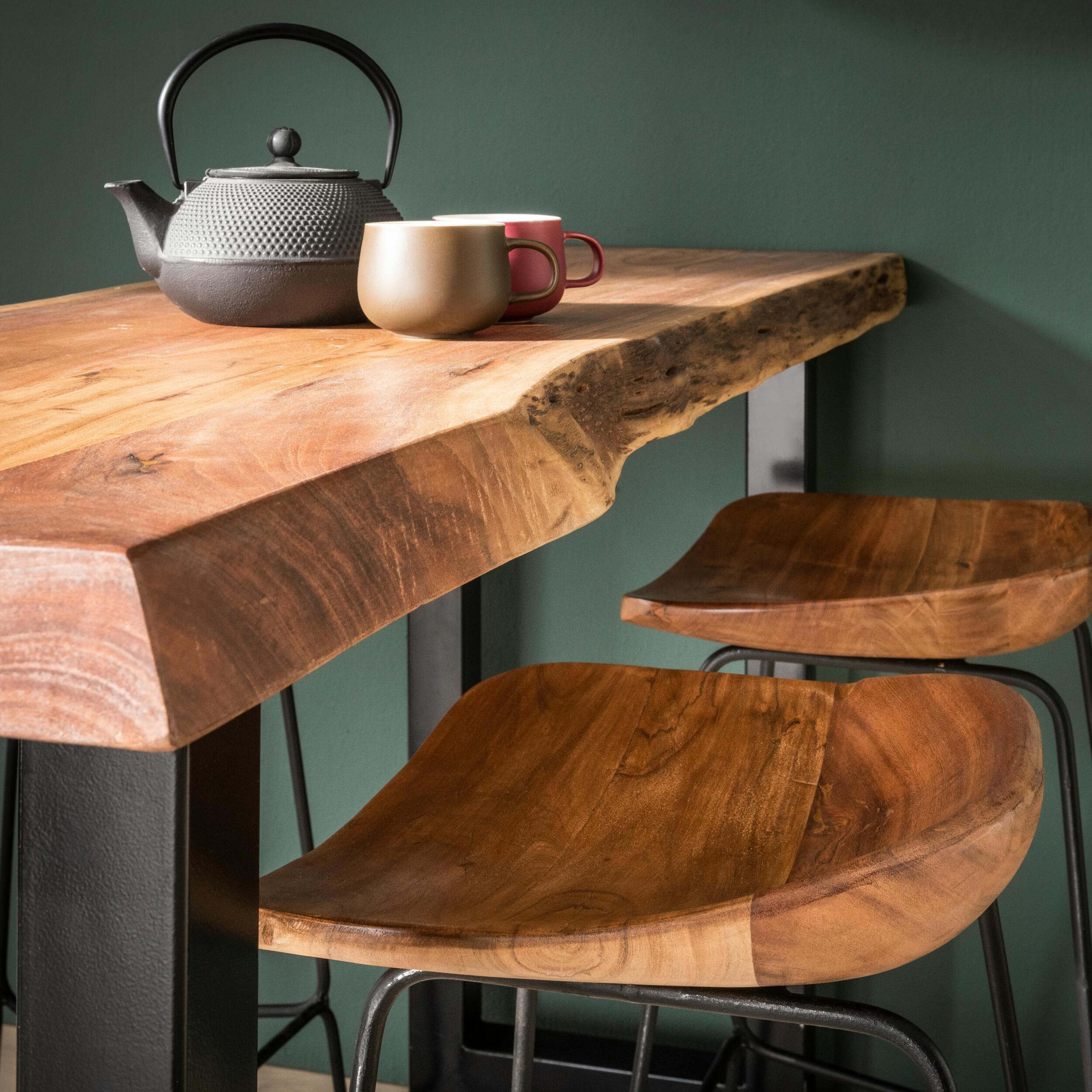 Tabouret de bar bois massif d'acacia MELBOURNE