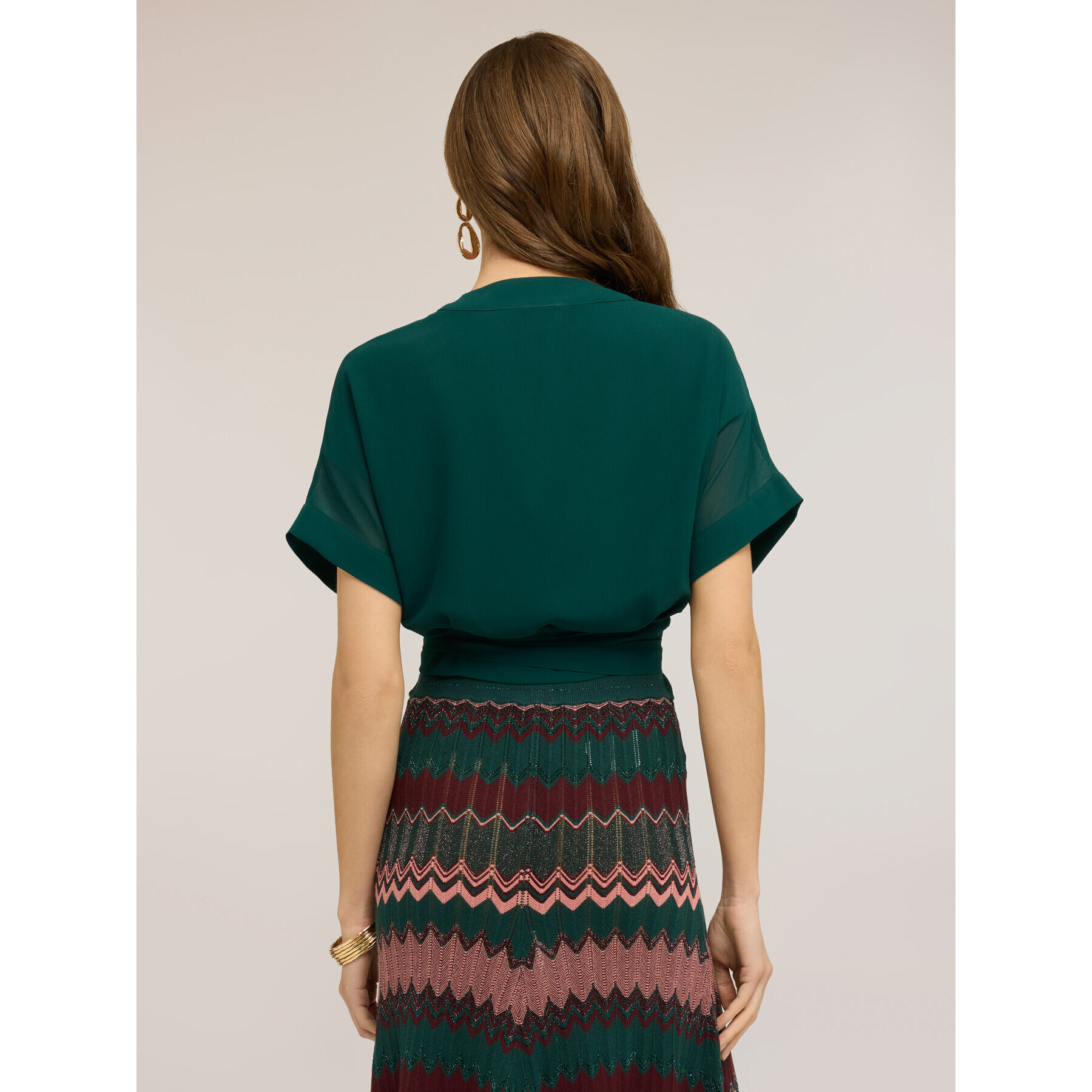 Motivi - Chal corto cruzado en georgette - Verde