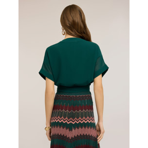 Motivi - Chal corto cruzado en georgette - Verde