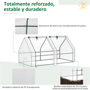 Mini Invernadero de Jardín Terraza 180x90x90 cm Tipo Caseta Tubo de Acero con 2 Ventanas Enrollables Vivero Casero para Cultivo Plantas Verduras Blanco