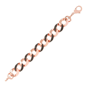 Bracciale Catena Grumetta con Elementi Pavé in Spinello Nero o Cubic Zirconia