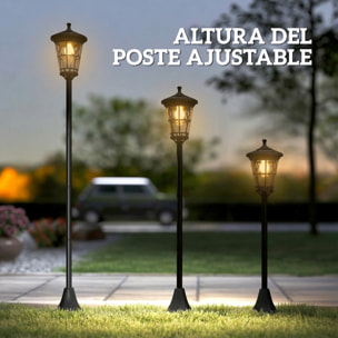 Set de 2 Farolas Solares de Jardín, Luces Solares de Exterior de Acero Inoxidable con Altura Ajustable, 2 Modos de Brillo, IP44 Impermeable, para Terraza, Patio, 23,5x23,5x186 cm, Negro