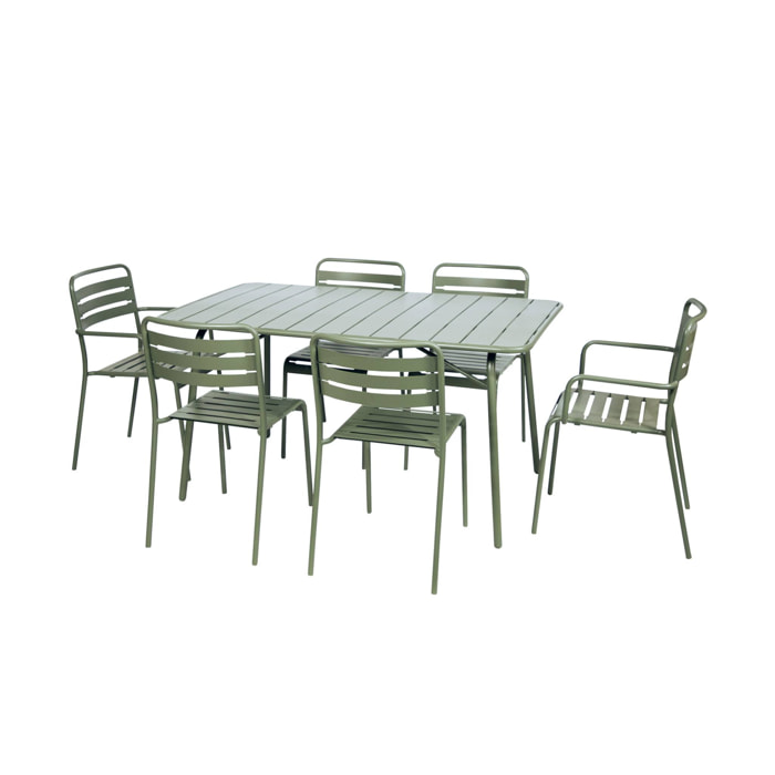 Table de jardin pliante métal + 6 assises AMÉLIA