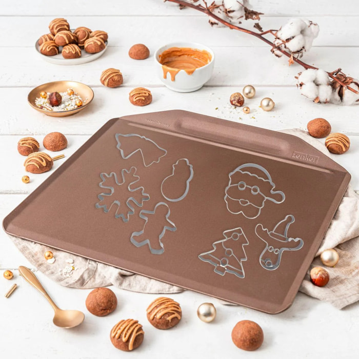 Plaque de cuisson au four sans rebords et 7 emporte-pièces de Noël Zenker Noël