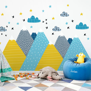 Stickers muraux enfants - Décoration chambre bébé - Autocollant Sticker mural géant enfant montagnes scandinaves KRISKA