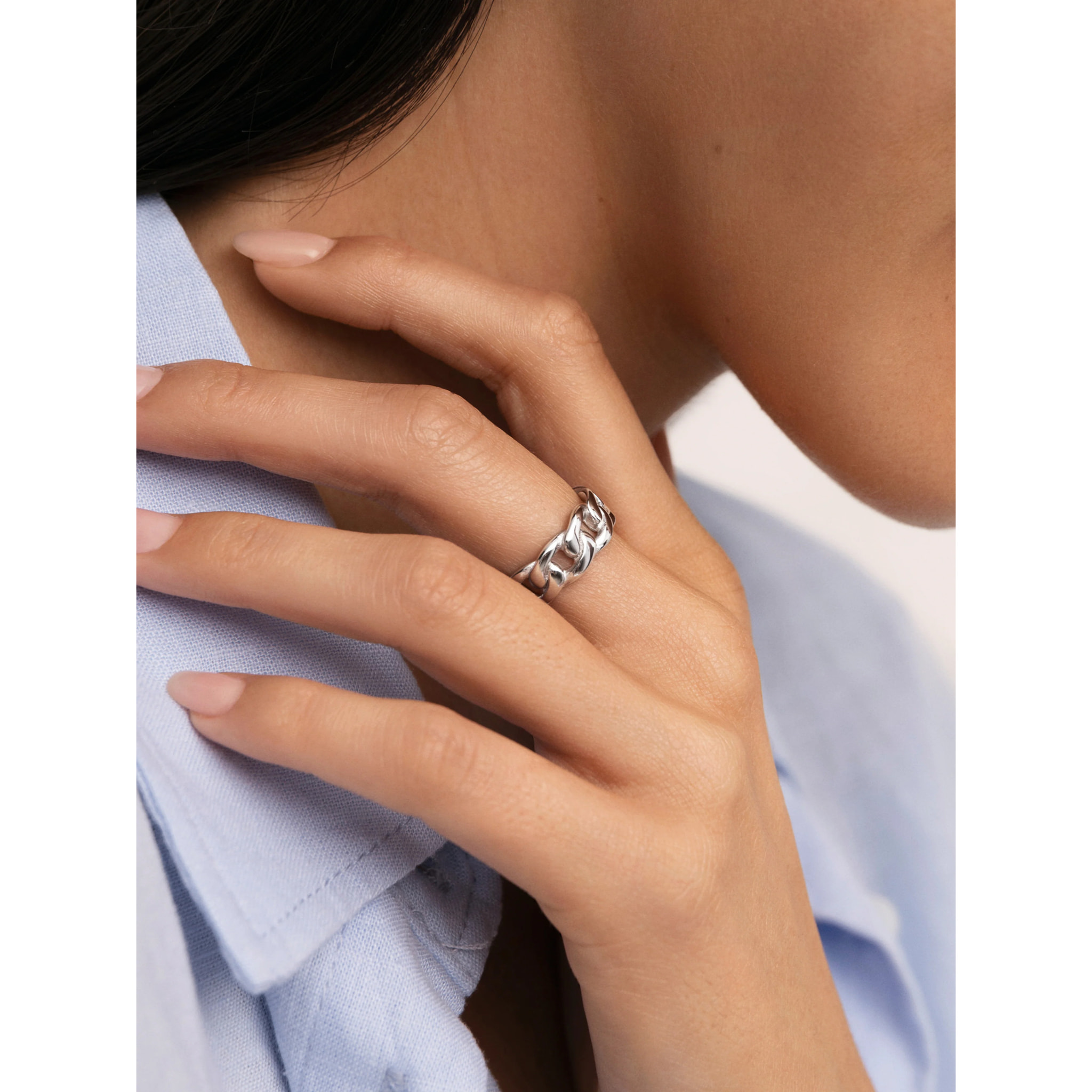 Anillo Chunky Eslabón Acero