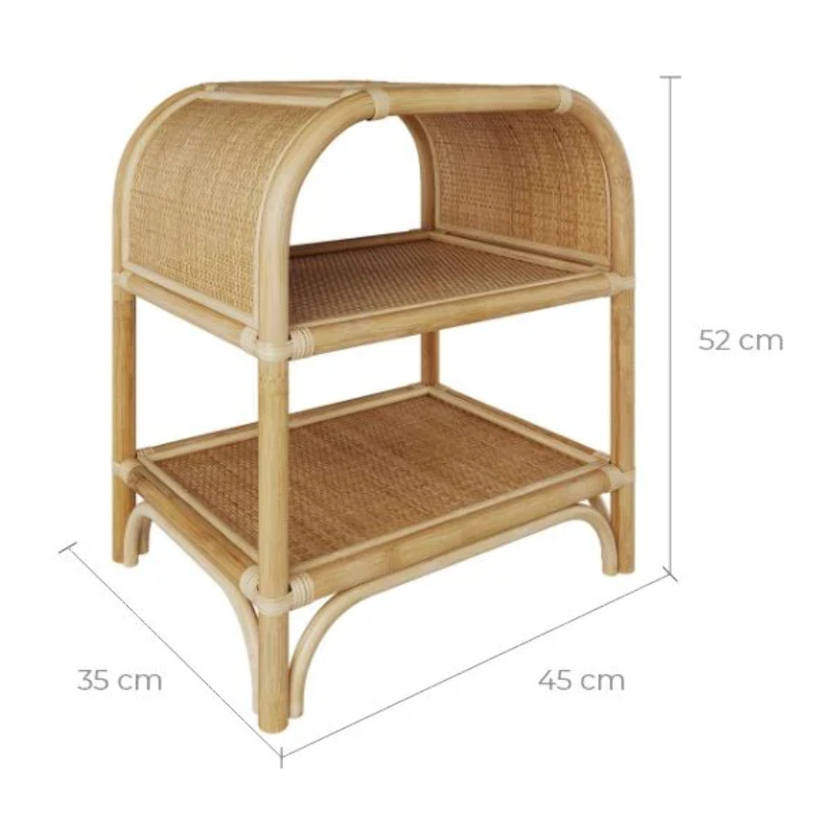 Table de chevet avec étagères en rotin - Gaspy
