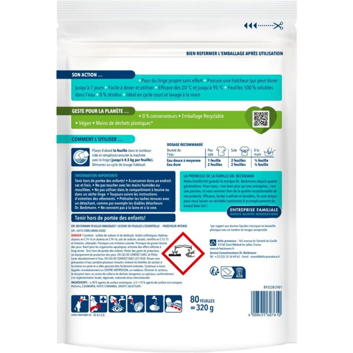 Lessive DR BECKMANN Feuilles Magiques - L'Essentielle x80 lavages (60+20)