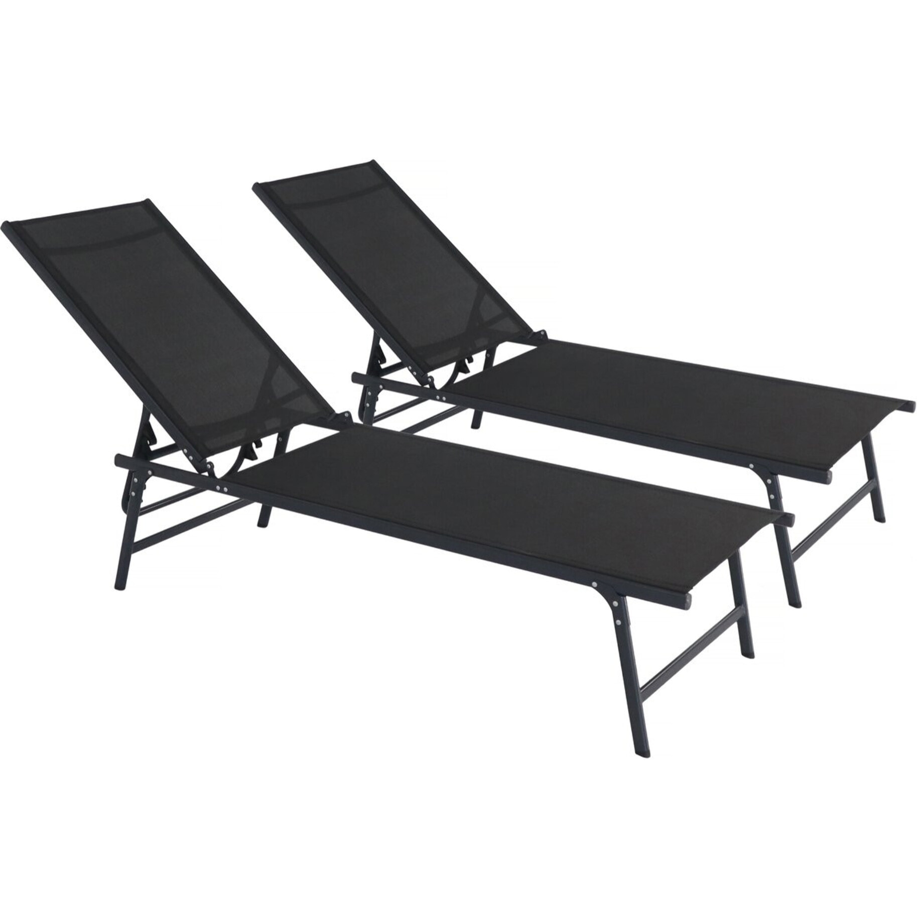 Lot de 2 bains de soleil en métal "Sublima" - 180 x 54 x 104 cm - Noir