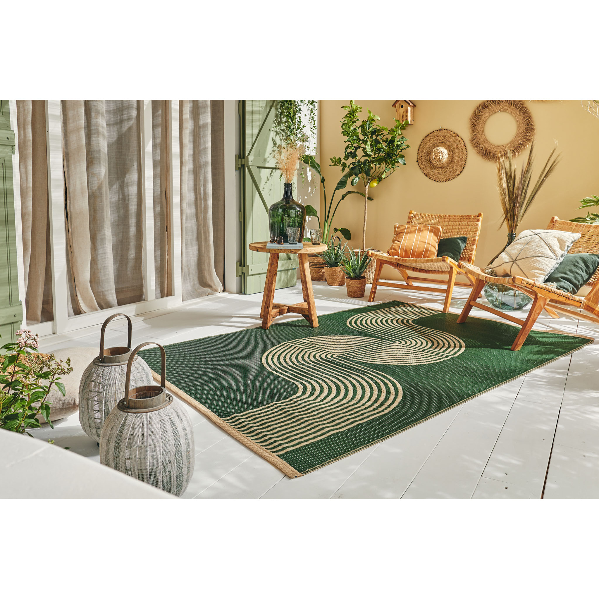 CAPRI - Tapis d'extérieur à motif vague - Vert