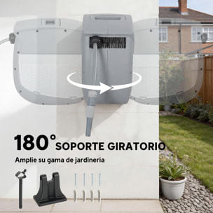 Enrollador de Manguera para Jardín 20+1,9 m con Boquilla de 2 Modos, Carrete de Manguera de Jardín de Pared con Bloqueo Automático y Retracción Controlada, Soporte Orientable 180°, Gris