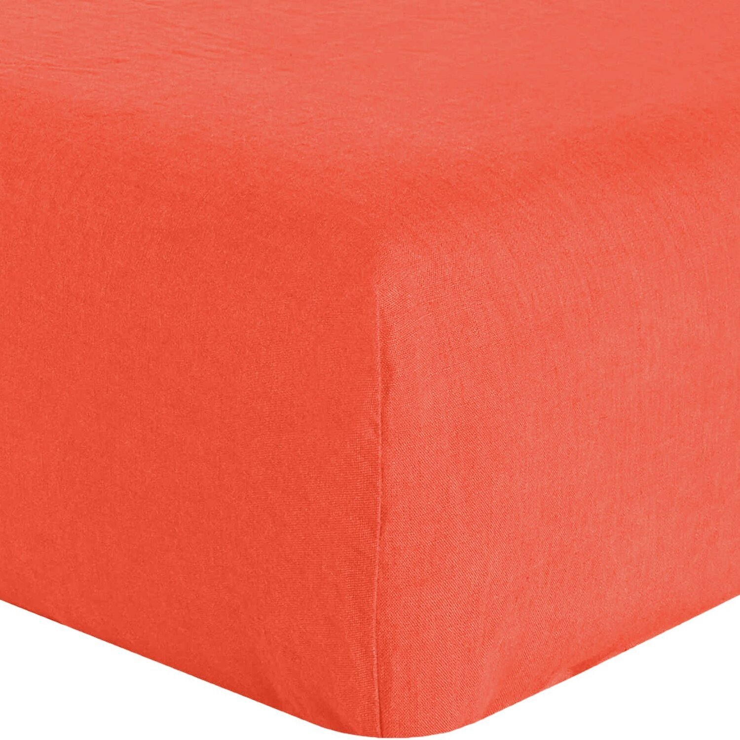 Drap housse bonnet:30cm 100% lin lavé 160g flamme
