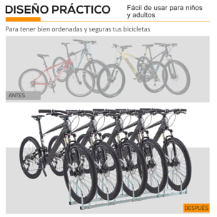 Aparcamiento para 5 Bicicletas Soporte para Aparcar Bicicletas 145x33x27cm Plata