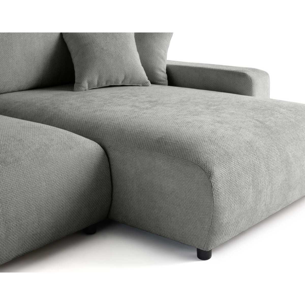 Pivoine - canapé d'angle réversible - 4 places - convertible avec coffre - en velours texturé - Gris
