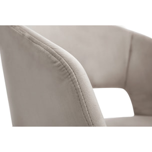 Chaise design en tissu velours taupe et métal noir PRISMA