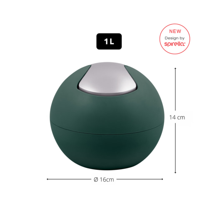 Poubelle à bascule BOWL MATT 1L Vert Foncé mat Spirella