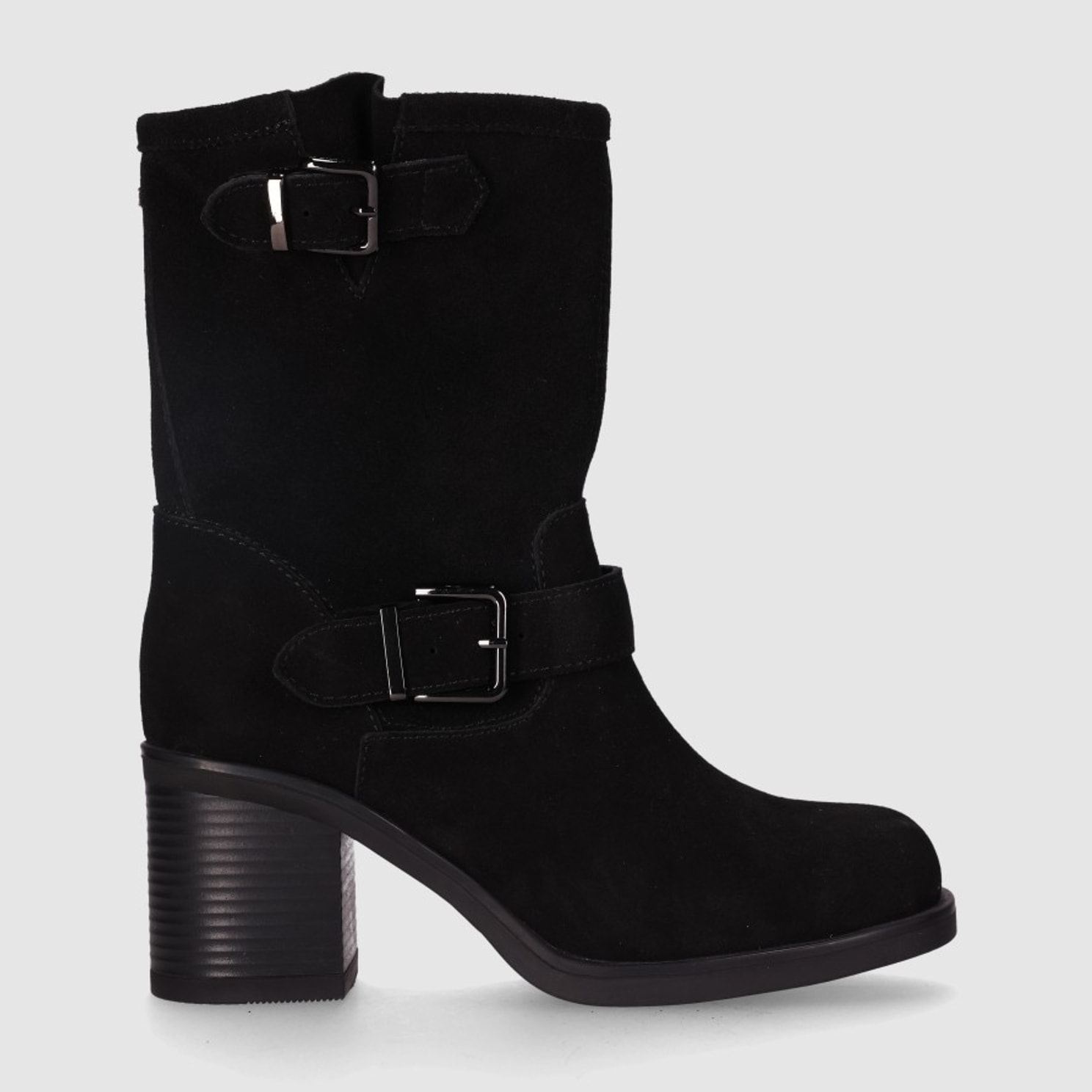 Botines de Serraje - Negro - Tacón: 5 cm