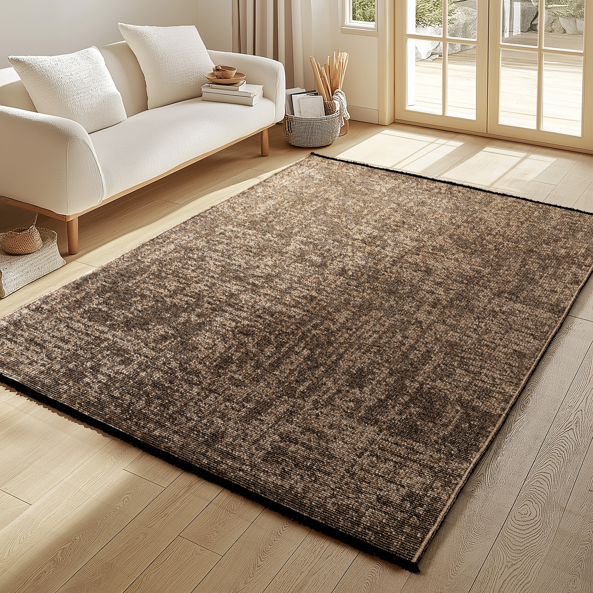 MIRA - Tapis de salon marron au design abstrait