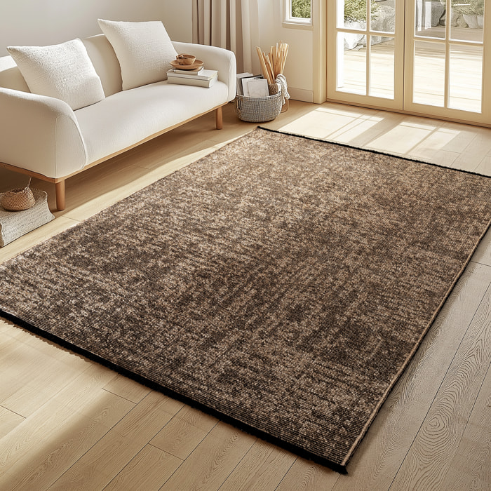 MIRA - Tapis de salon marron au design abstrait