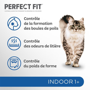 PERFECT FIT Croquettes Riche en Poulet chat adulte intérieur stérilisé 3x1,4kg