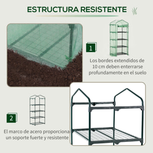 Invernadero de Jardín con 4 Estantes y Cubierta de PE Cultivo de Plantas Verde