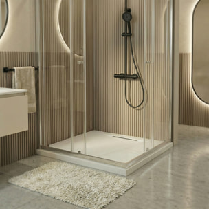 Receveur de douche antidérapant et ultra résistant en résine composite effet pierre 90x90 cm – Blanc (CERAPX9090W)