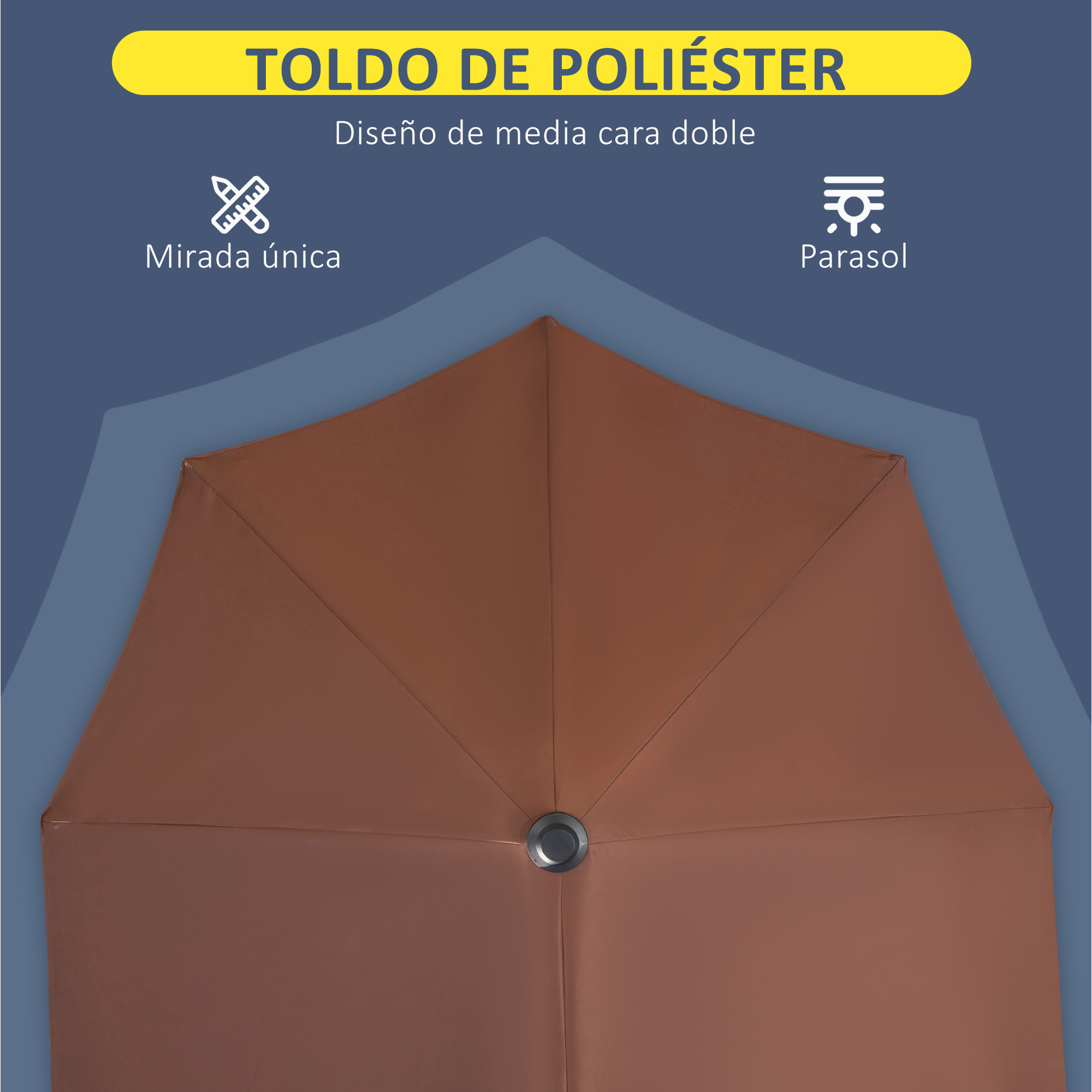 Sombrilla de Pared de Jardín 200x190x240 cm Parasol de Terraza con Manivela Poste de Acero y Base Cruzada Anti-UV para Terraza Balcón Café