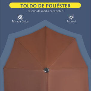 Sombrilla de Pared de Jardín 200x190x240 cm Parasol de Terraza con Manivela Poste de Acero y Base Cruzada Anti-UV para Terraza Balcón Café