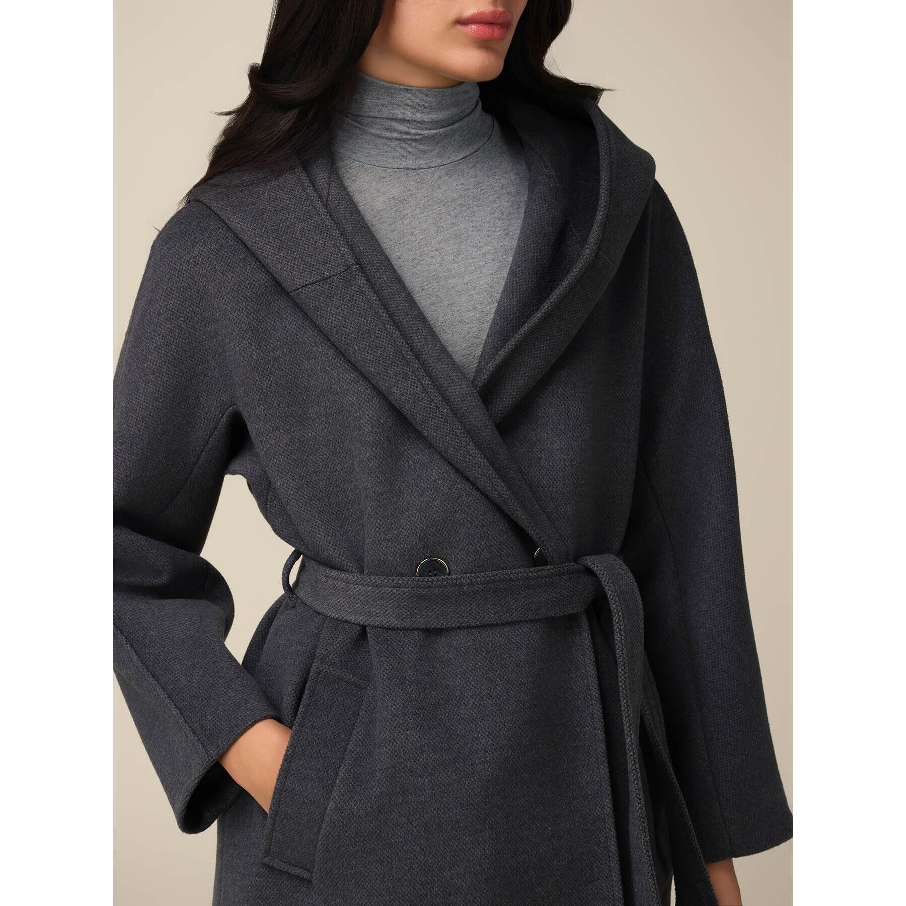 Oltre - Cappotto cappa con cintura - Grigio
