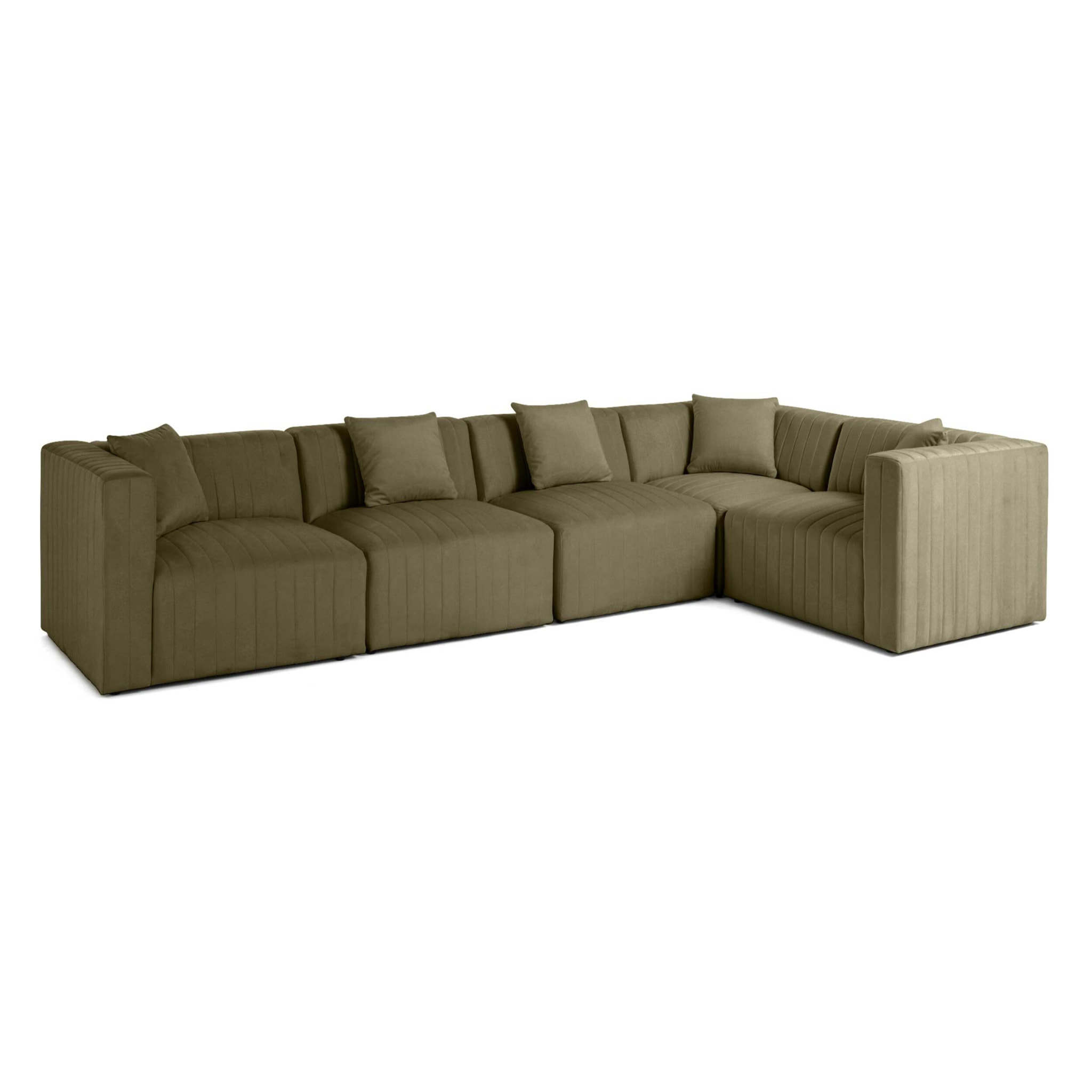 Nova - canapé modulable d'angle réversible - 6 places - avec pouf d'appoint - en velours - Vert