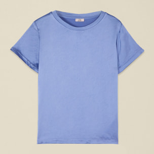 Oltre - Blusa de manga corta en raso - Light - blue