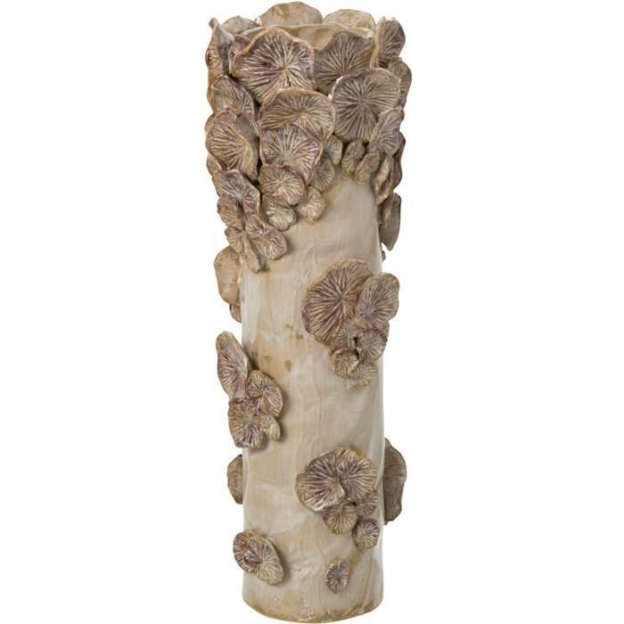 J-Line vase Mushrooms cylindre - grès - écru/beige - large