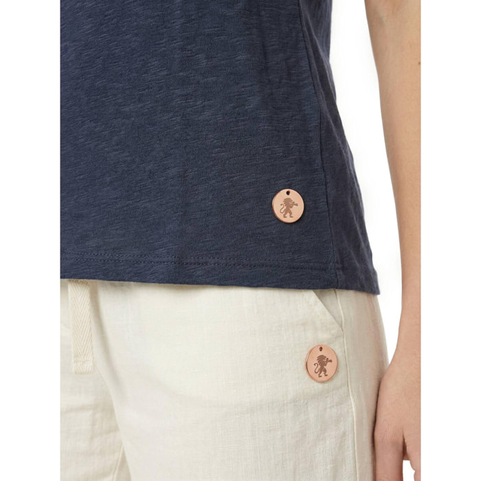 Camiseta de manga corta estilo safari urbano para mujer