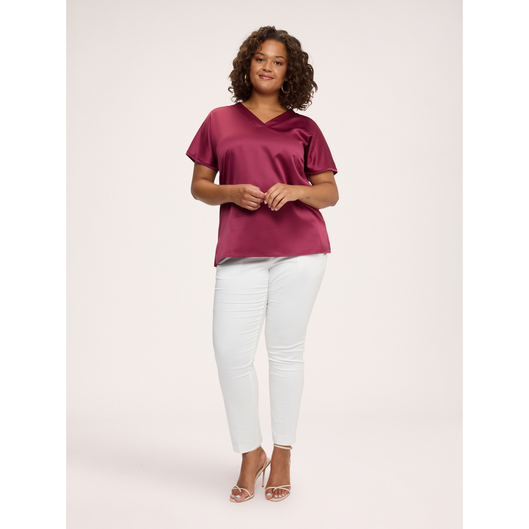 Fiorella Rubino - Camiseta bimatérica en raso de viscosa - Fuchsia
