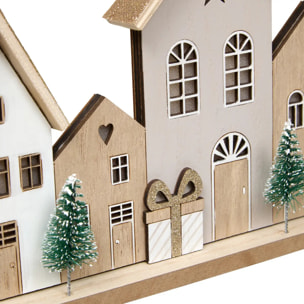 Maisons de Noël lumineuses LED en bois L. 24 cm