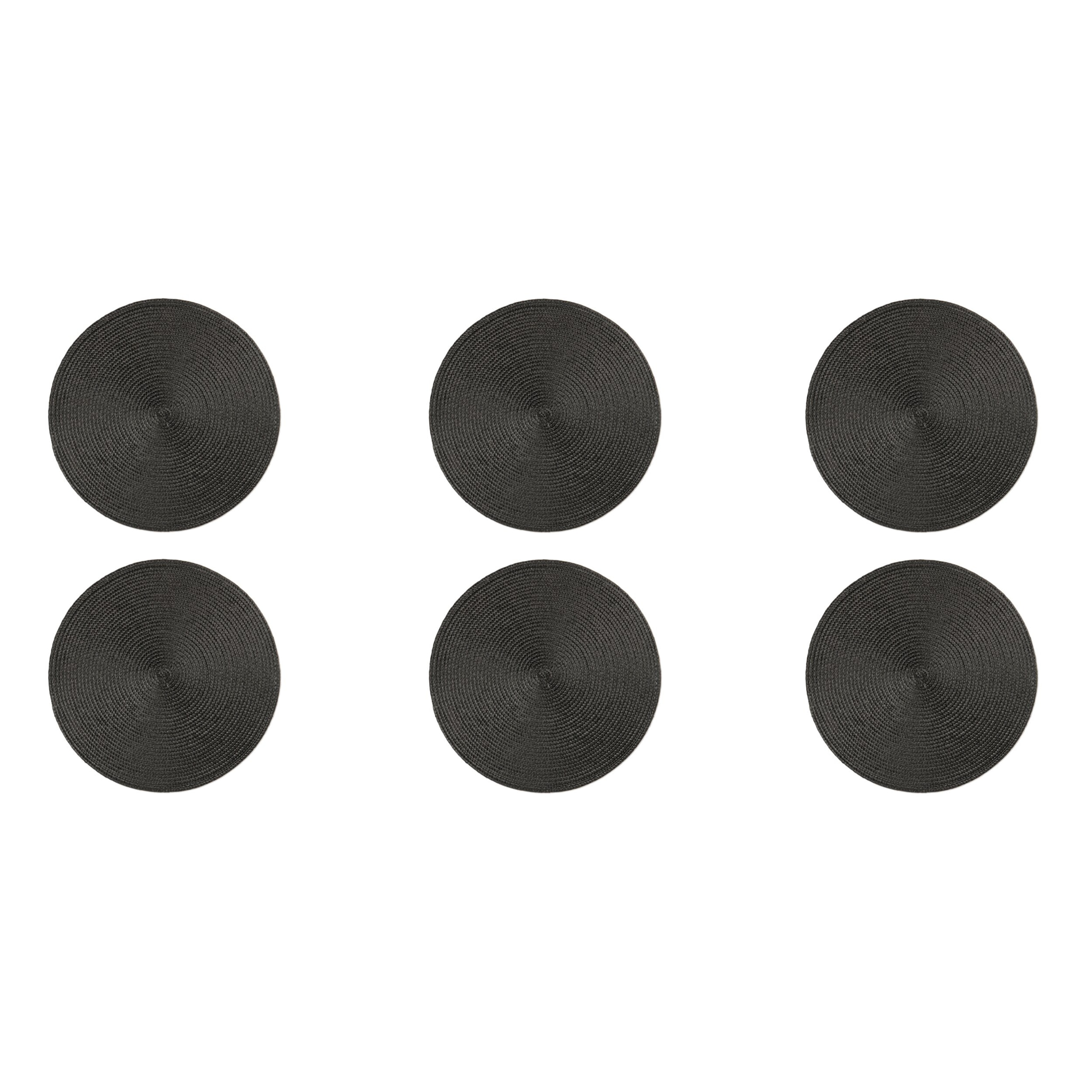 Set 6 tovagliette tonde Excelsa – Round, Polipropilene Nero