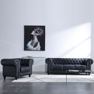 Sofá Chester 3 plazas símil piel Negro