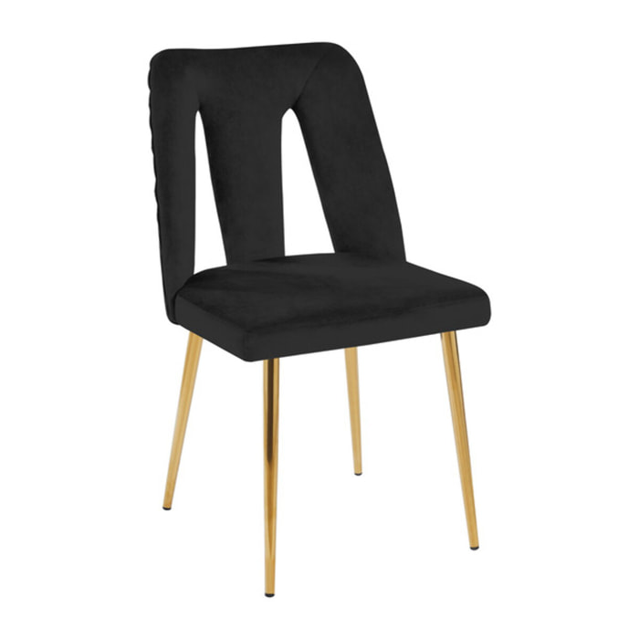 Sedia Imbottita in Effetto Velluto con Schienale Aperto e Gambe Oro, Design Moderno ed Elegante per Sala da Pranzo, Cucina, Soggiorno, Studio e Ufficio