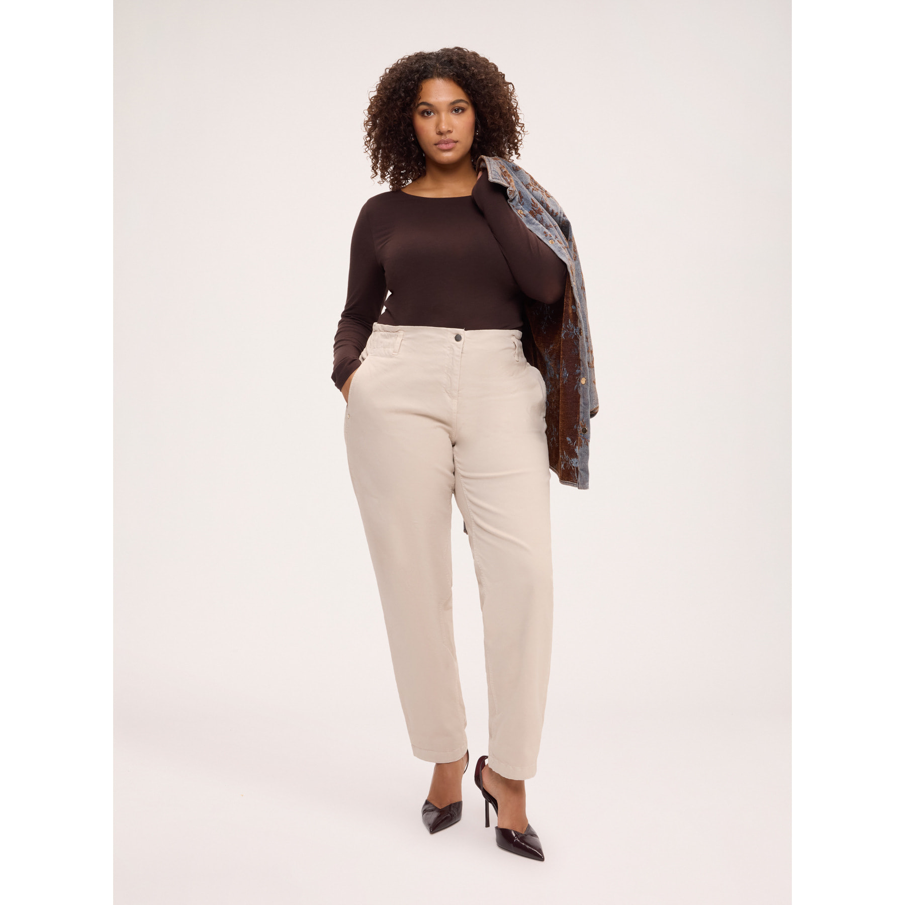 Fiorella Rubino - Maglia second skin in misto cashmere - Marrone