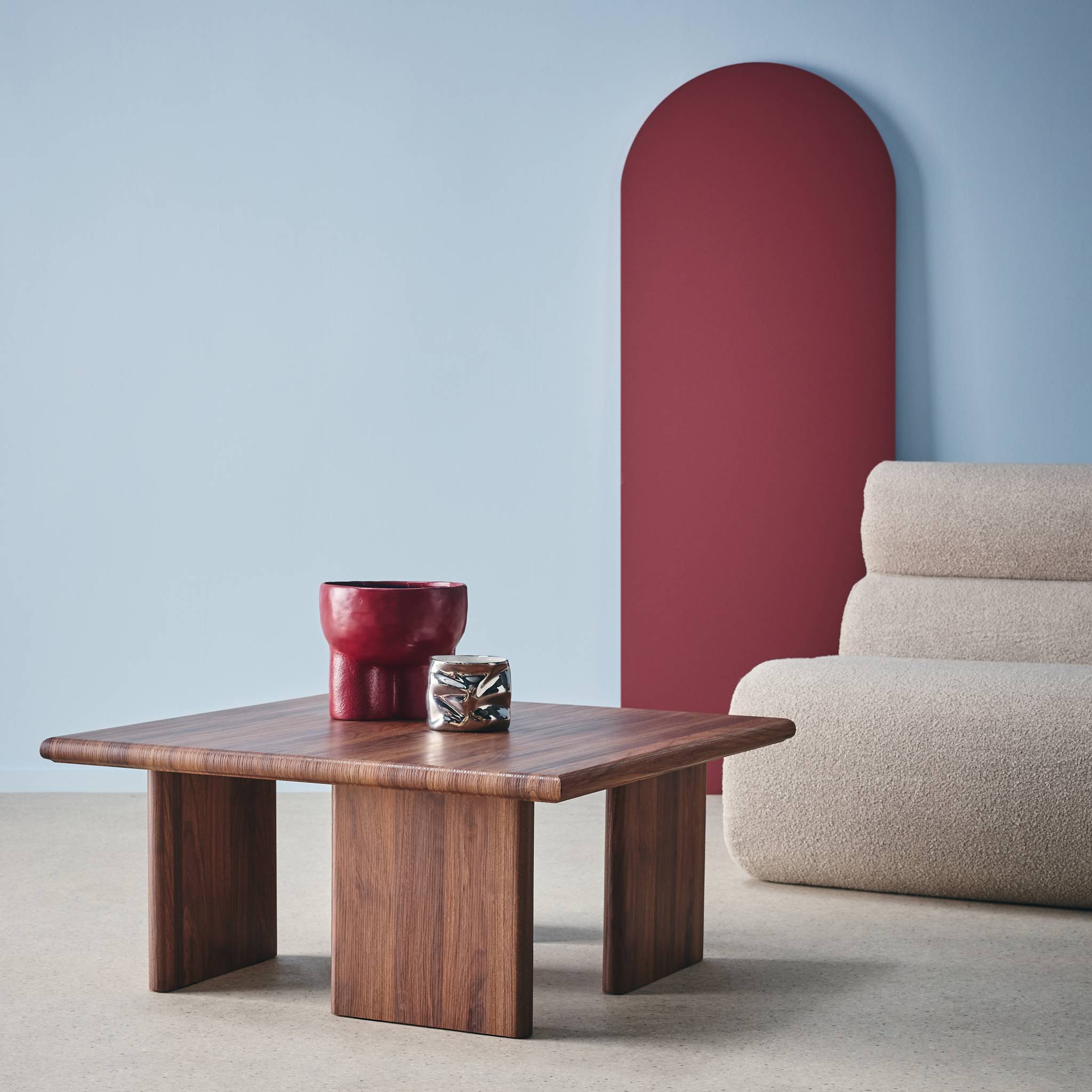 Table basse carré effet noyer 80 x 80cm